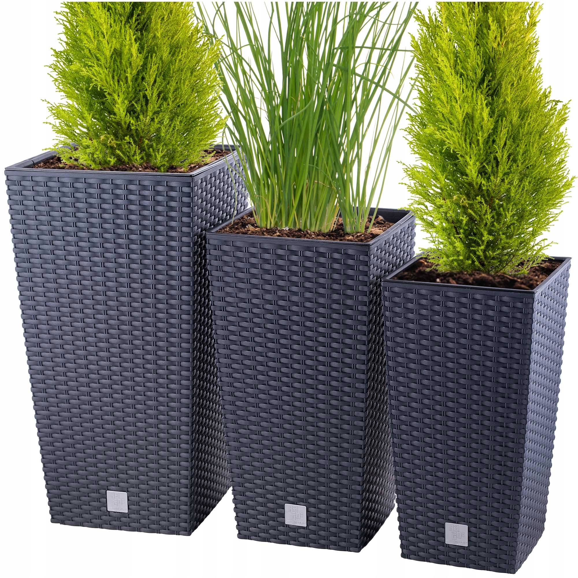 Prosperplast kvetináč 26,5 cm x 26,5 x 50 cm plastový čierny, grafit